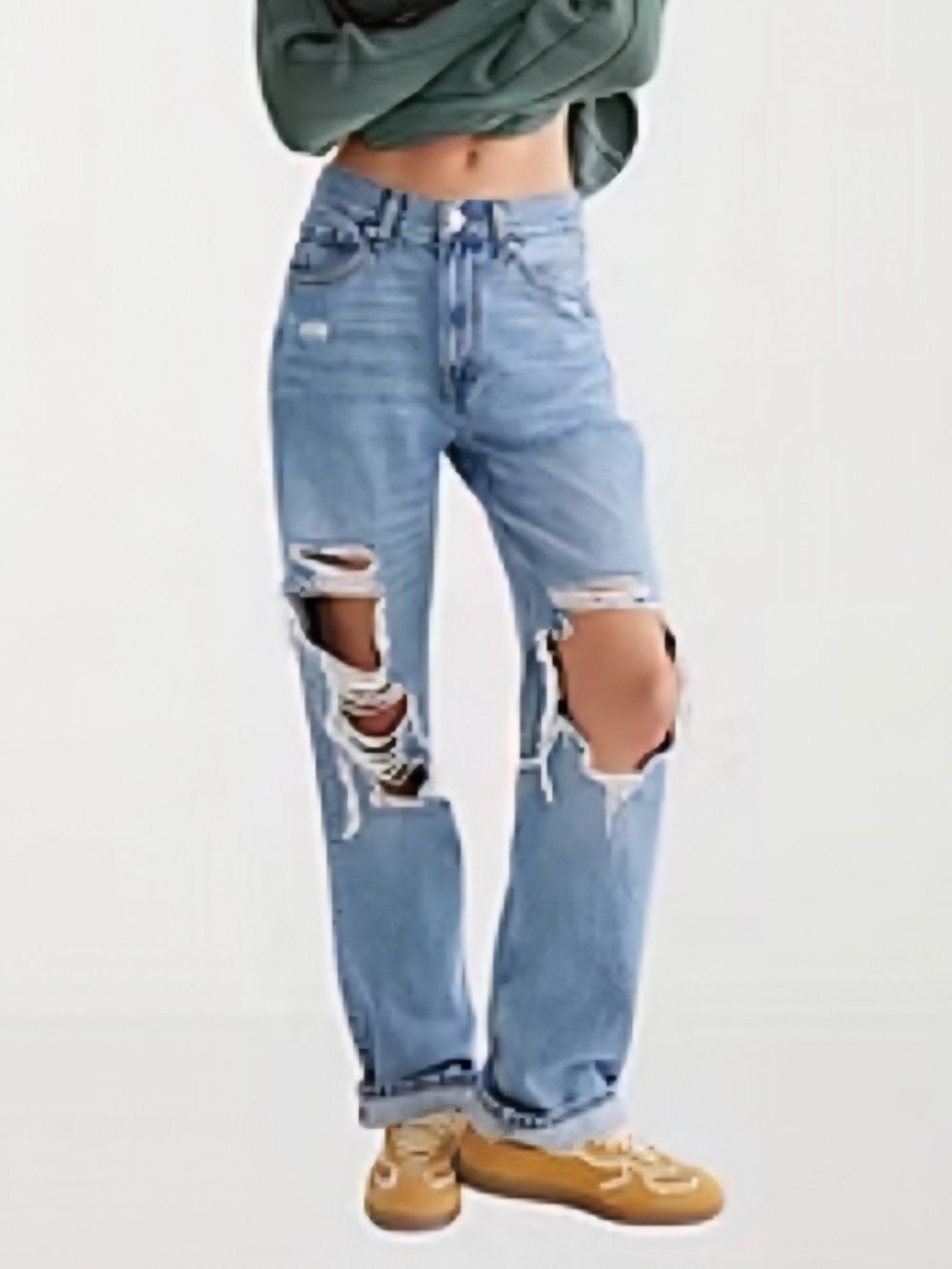 Aeropostale 90s Baggy Distressed Jeans Women’s Size 10 Regular Light Wash Denim